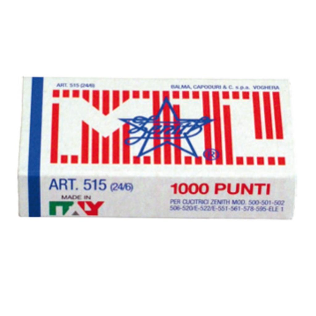 SCATOLA 1000 PUNTI ZENITH 515 (24/6 IN ACCIAIO NATURALE