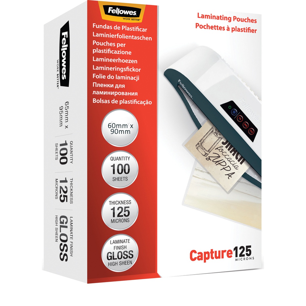 Scatola 100 pouches CAPTURE125 125mic 60x90mm Fellowes