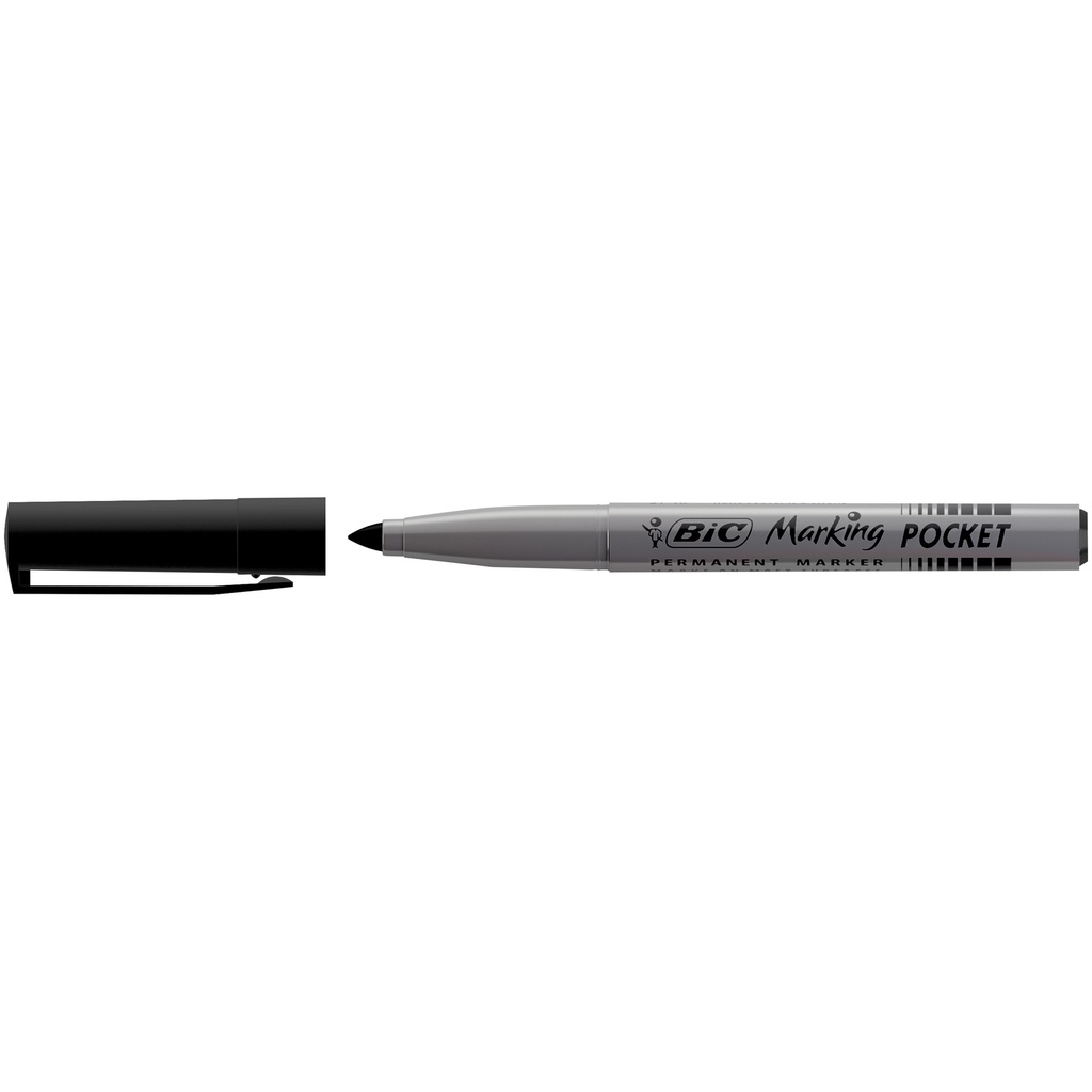 SCATOLA 12 MARCATORI POCKET 1445 NERO P.TONDA PERMANENTE BIC