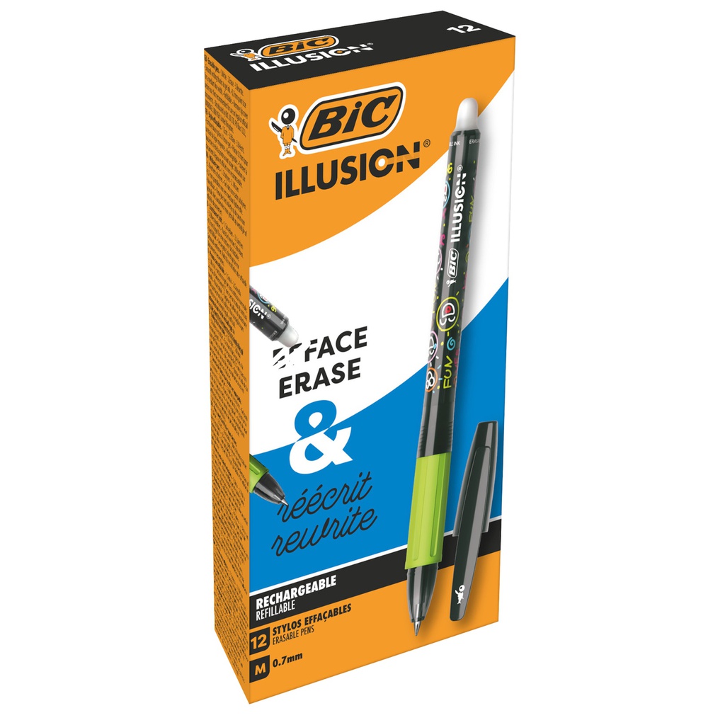 Scatola 12 penna sfera gel cancellabile GELOCITY ILLUSION 0,7mm nero BIC (Delist