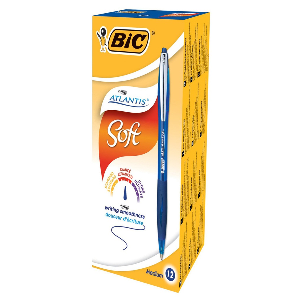 SCATOLA 12 PENNE SFERA SCATTO BIC®ATLANTIS PREMIUM clip metal 1,0MM BLU