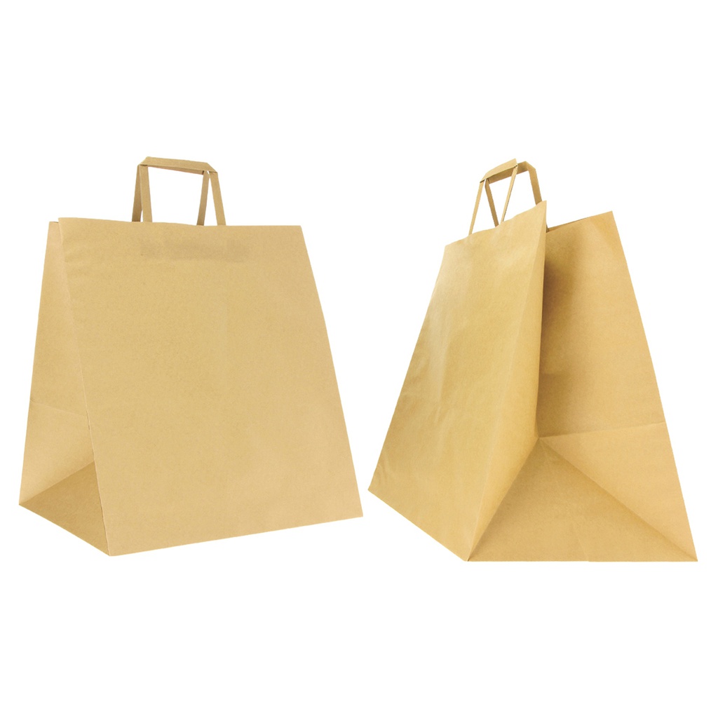 Scatola 150 Shoppers carta craft 36x32x36cm Flat Maxi avana