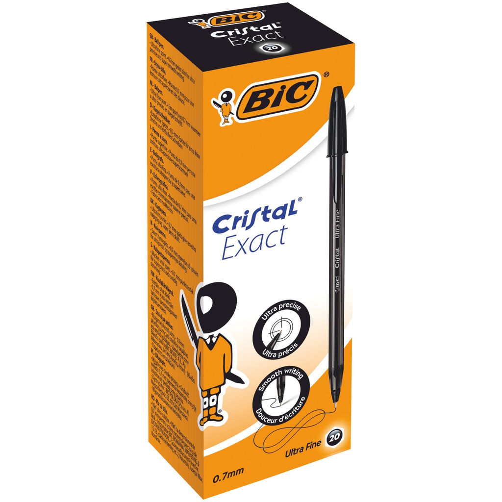 Scatola 20 penna sfera con cappuccio Cristal® Exact 0.7mm nero BIC®