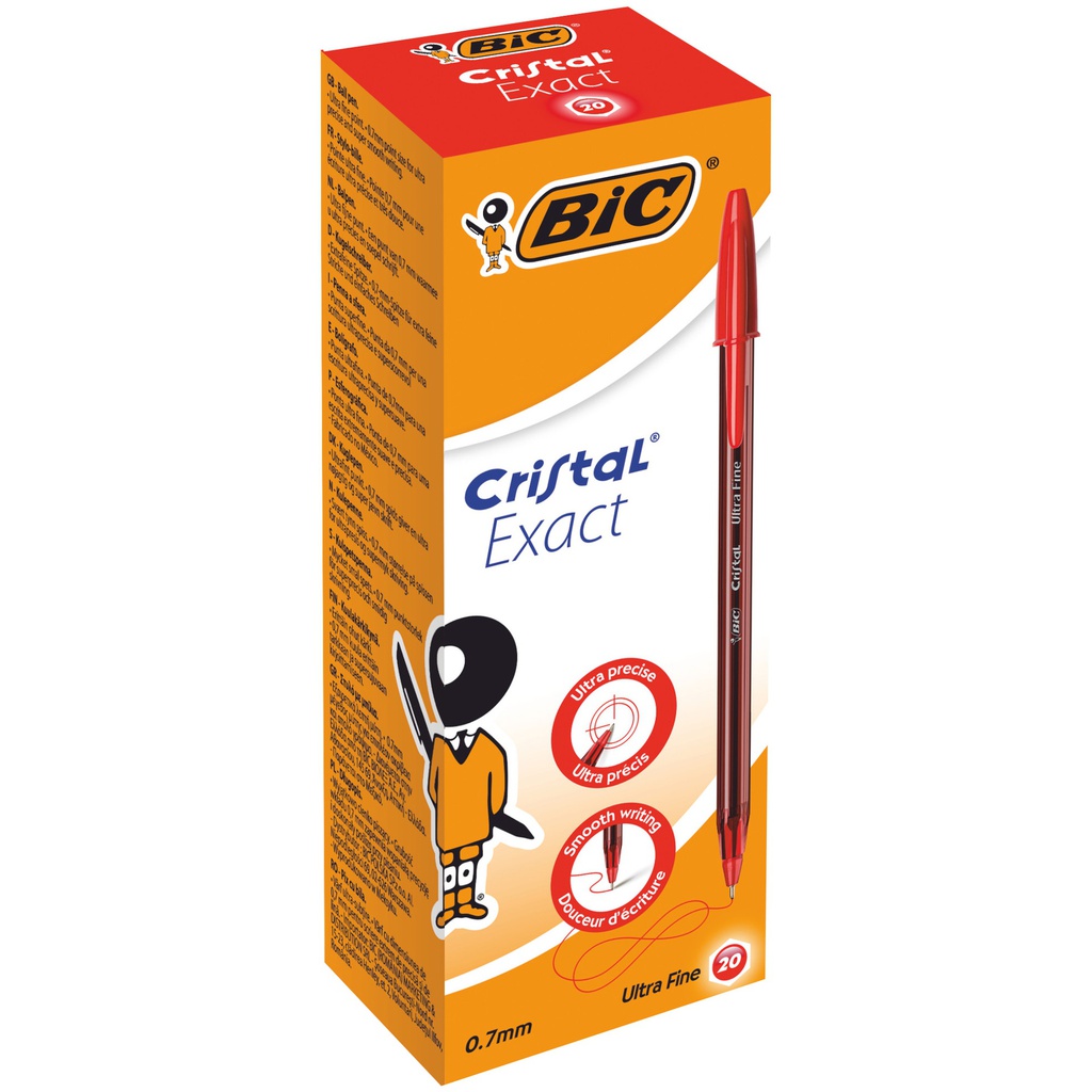 Scatola 20 penna sfera con cappuccio Cristal® Exact 0.7mm rosso BIC®