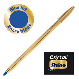 Scatola 20 penna sfera CRISTAL® SHINE GOLD medio 1,0mm blu BIC® (Delist