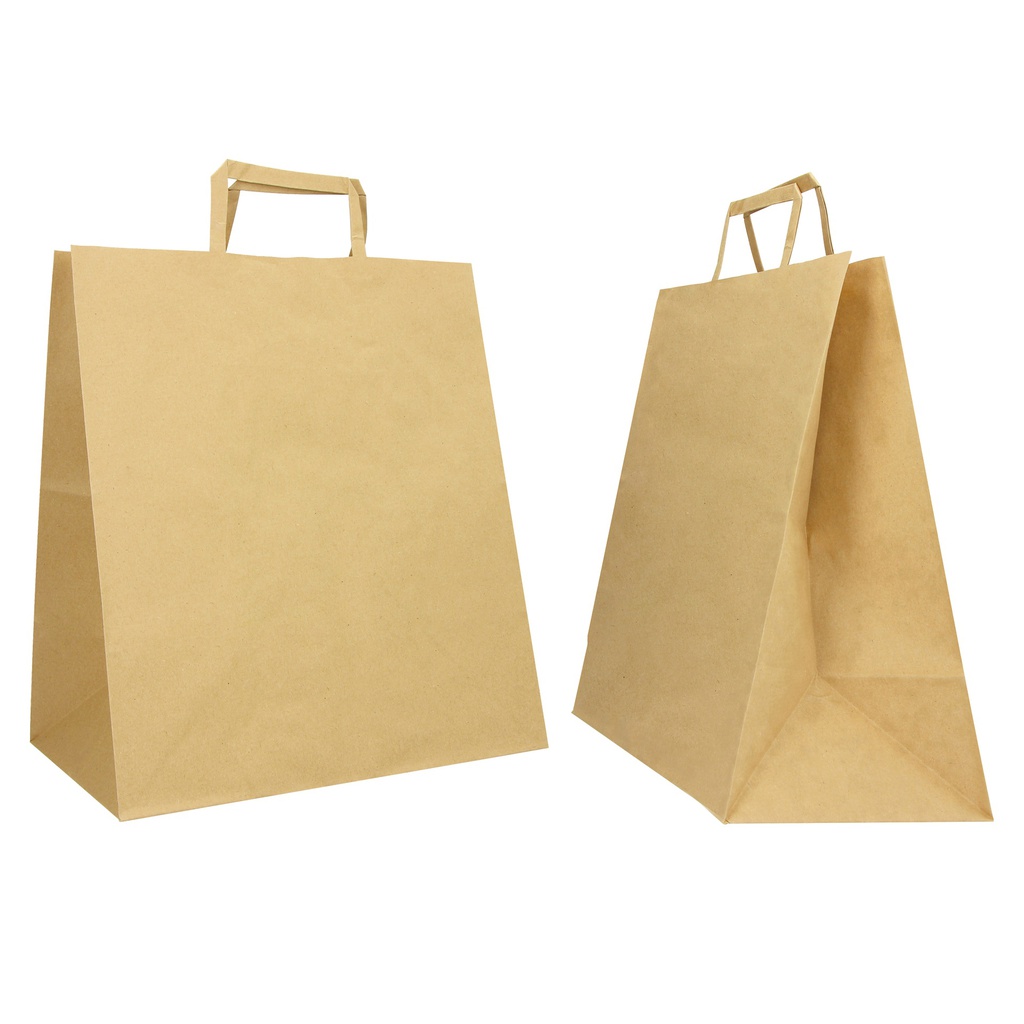Scatola 250 Shoppers carta biocraft 28x17x32CM FLAT LARGE avana