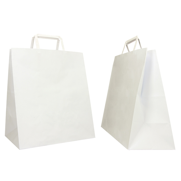 SCATOLA 250 Shoppers carta craft 28x17x32CM FLAT LARGE bianco