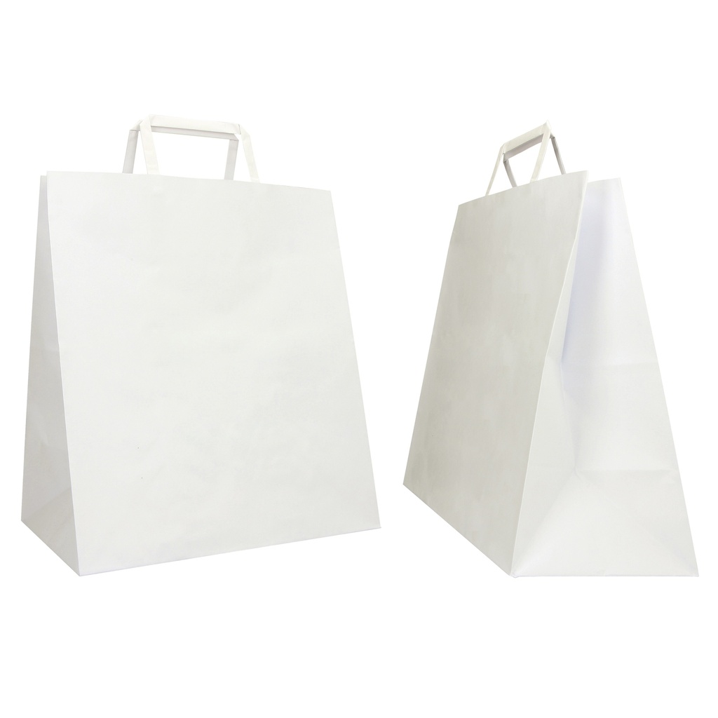 SCATOLA 250 Shoppers carta craft 28x17x32CM FLAT LARGE bianco