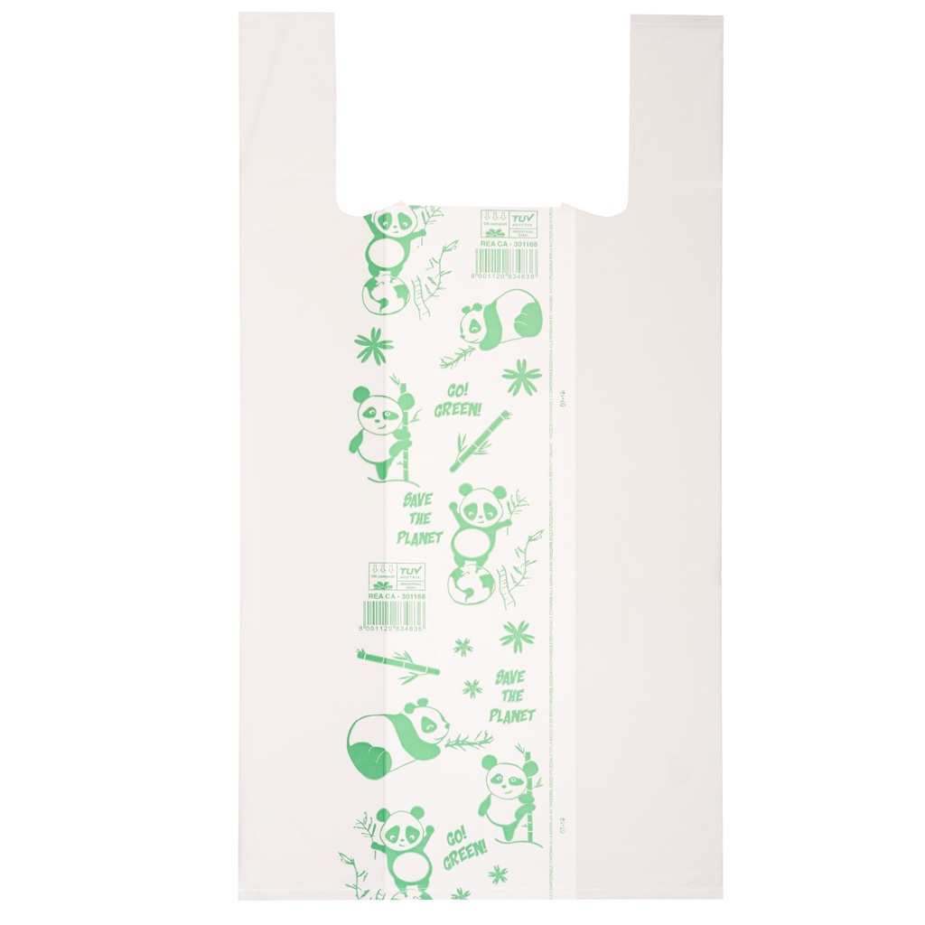 Scatola 500 Shoppers bianchi MAXI 18mic 30x60CM 9+9cm Mater-Bi