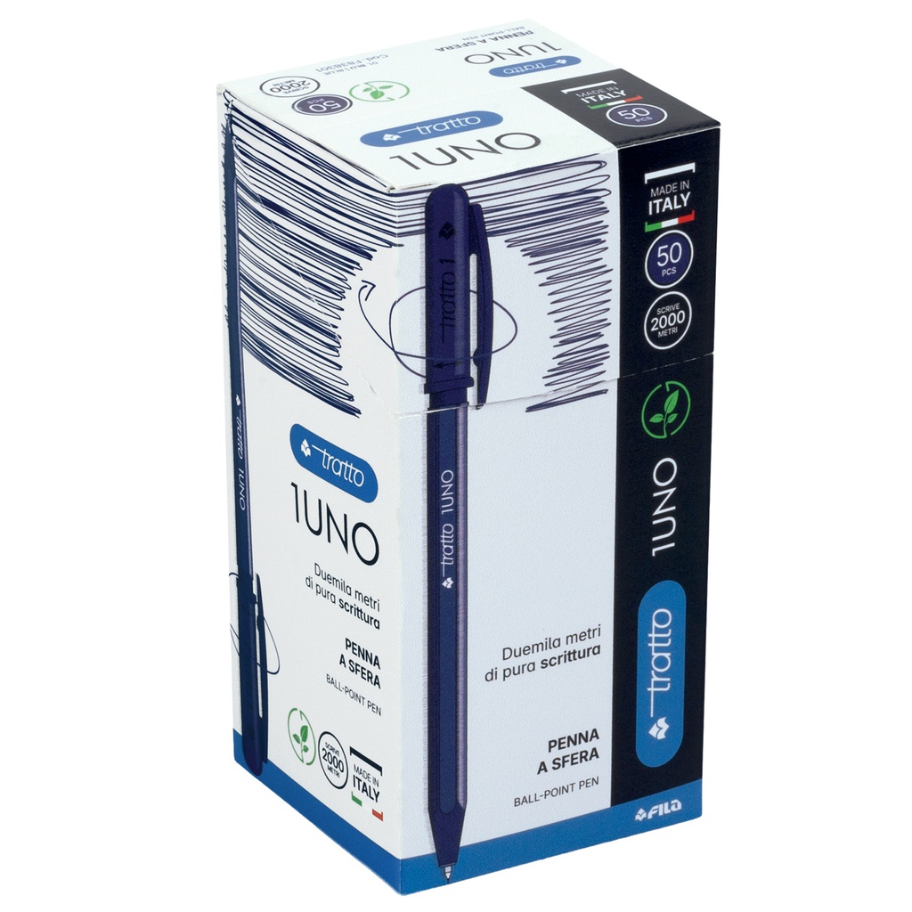 Scatola 50 penna blu Tratto 1 Green punta media 1.0mm