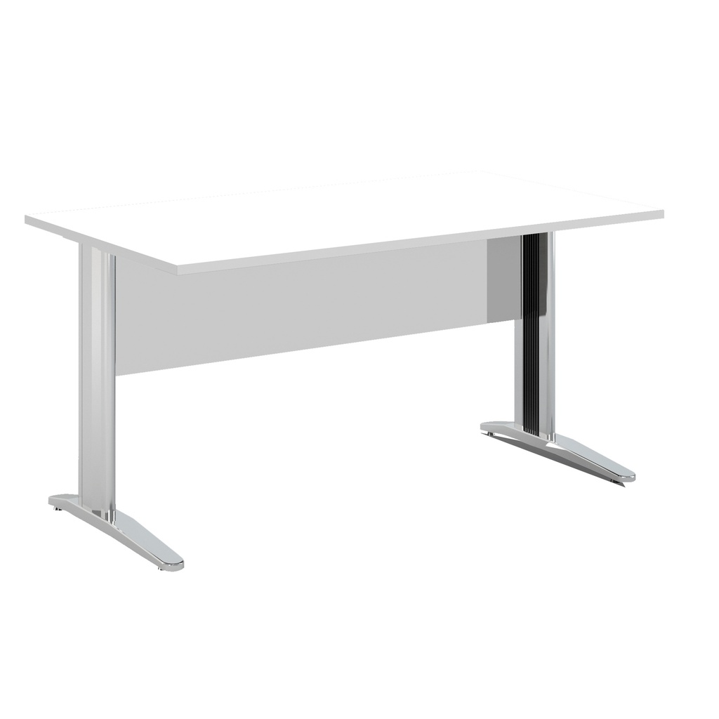 SCRIVANIA LINEARE 160X80cm BIANCO - fianchi vernic. effetto cromato EASY