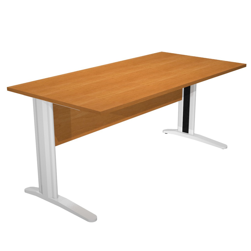 SCRIVANIA LINEARE 160X80cm NOCE CHIARO - fianchi vernic. effetto cromato EASY