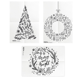 Set 3 stencil su foglio A2 a tema ''NATALE'' Securit