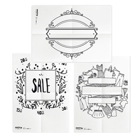 Set 3 stencil su foglio A2 a tema ''SCONTI'' Securit