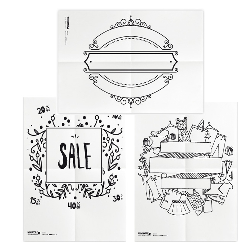 Set 3 stencil su foglio A2 a tema ''SCONTI'' Securit