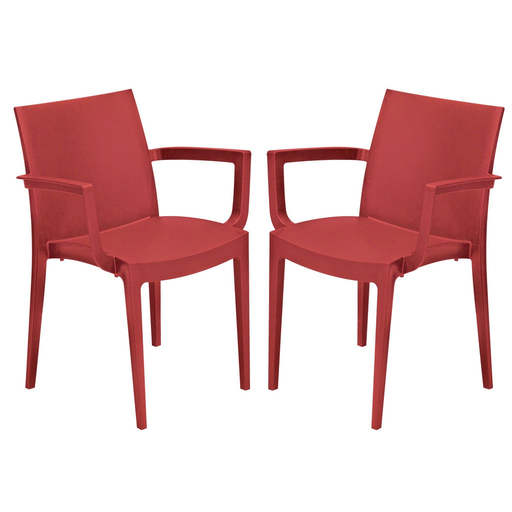 Set da 2 sedie con braccioli Venice in polipropilene rosso Grand Soleil
