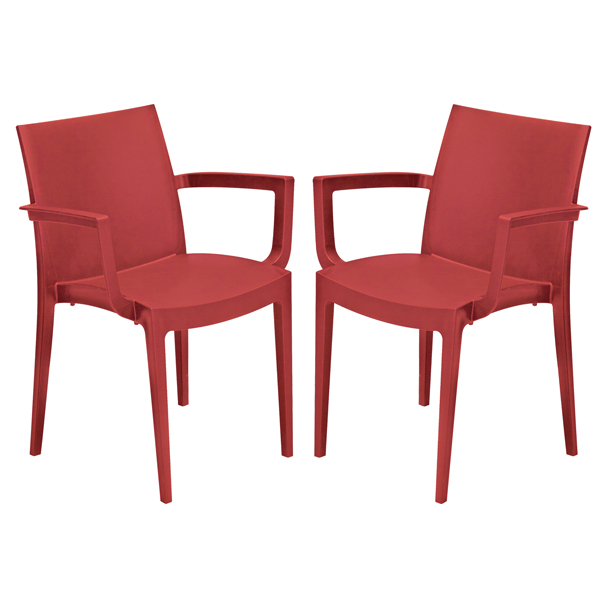 Set da 2 sedie con braccioli Venice in polipropilene rosso Grand Soleil