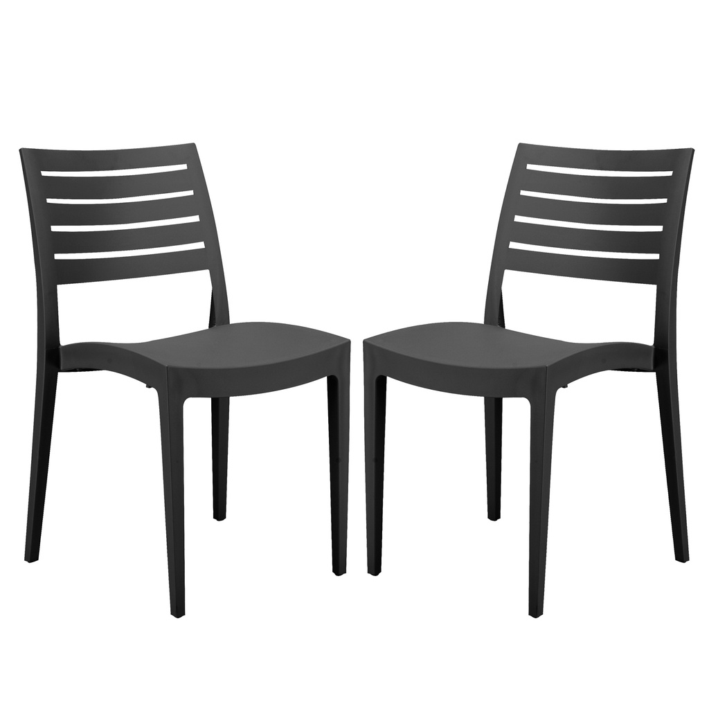 Set da 2 sedie Firenze in polipropilene antracite Grandsoleil
