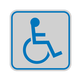 TARGHETTA ADESIVA 82x82mm con PITTOGRAMMA TOILETTE DISABILI