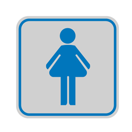 TARGHETTA ADESIVA 82x82mm con PITTOGRAMMA TOILETTE DONNA