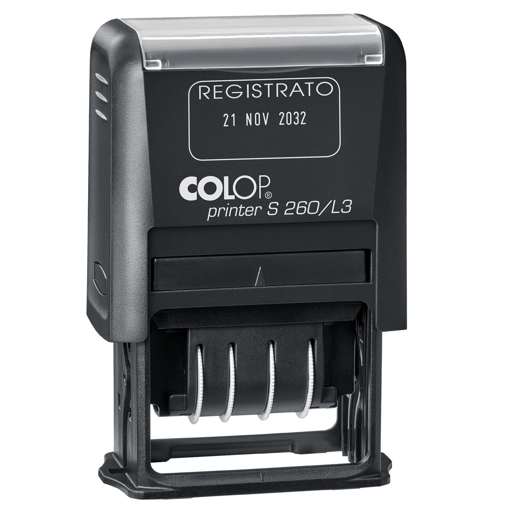 Timbro S260/L3 DATARIO + REGISTRATO 4mm autoinchiostrante COLOP