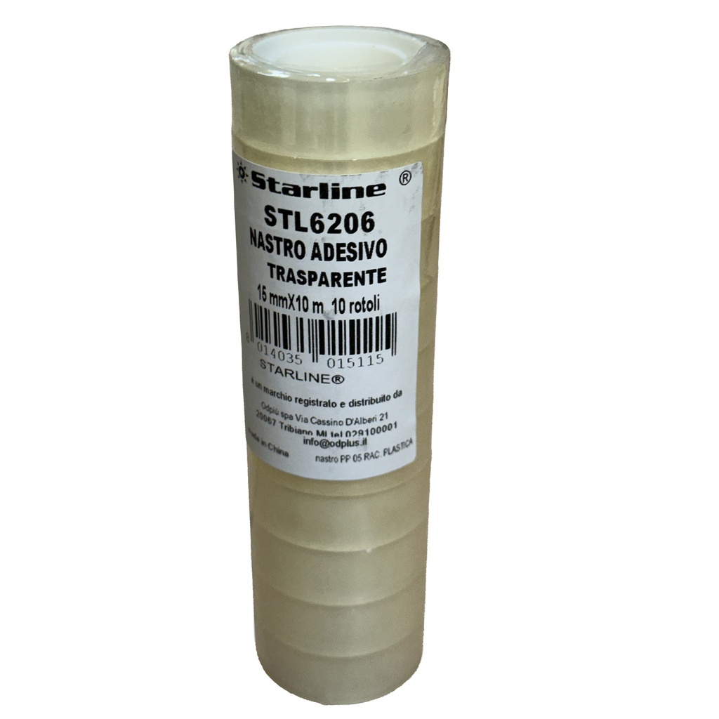 TORRE 10 ROTOLI NASTRO ADESIVO 15MMX10MT TRASPARENTE STARLINE