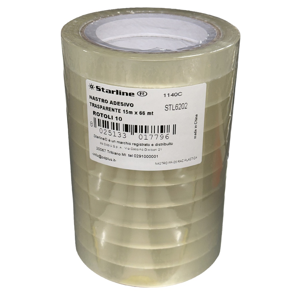 TORRE 10 ROTOLI NASTRO ADESIVO 15MMX66MT TRASPARENTE STARLINE