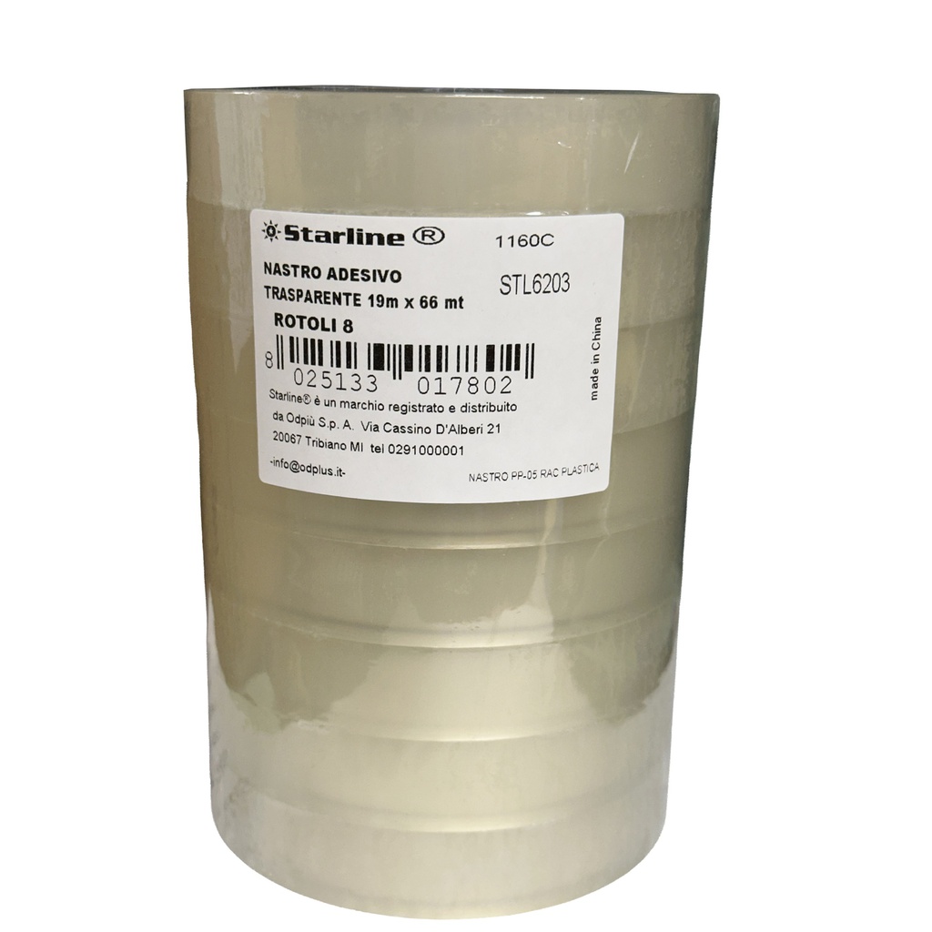 TORRE 8 ROTOLI NASTRO ADESIVO 19MMX66MT TRASPARENTE STARLINE