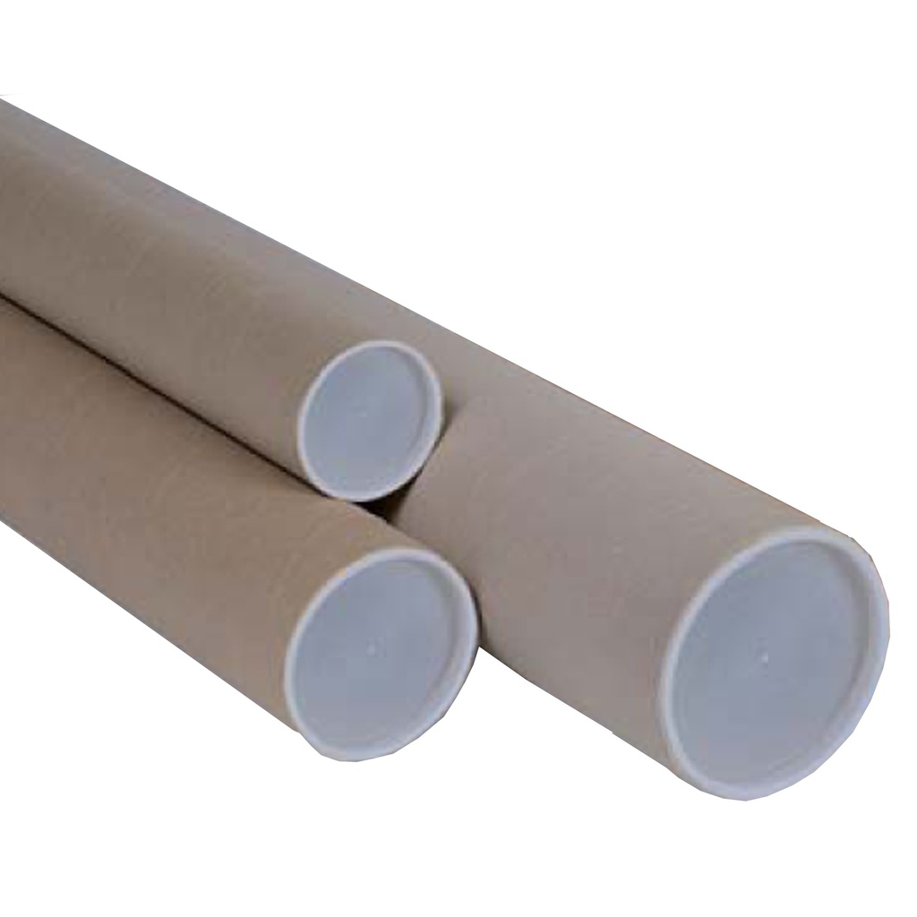TUBO IN CARTONE AVANA doppio tappo trasparente 70cm D6cm