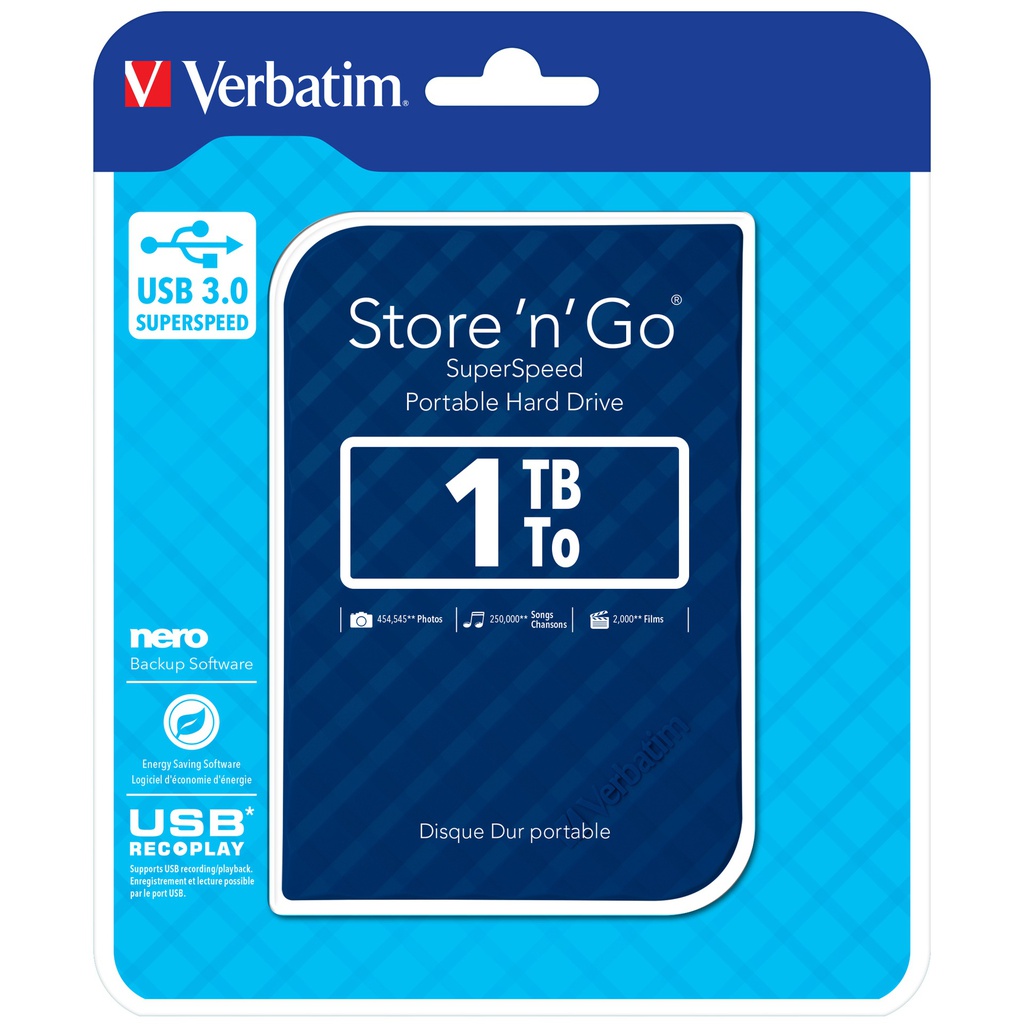 UBS PORTATILE STORE 'N' GO 1TB USB 3.0 BLUE (9.5MM DRIVE