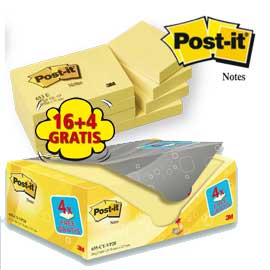 VALUE PACK 16+4 BLOCCO 100fg Post-it® Giallo Canary 38x51mm 72GR 653CY-VP20