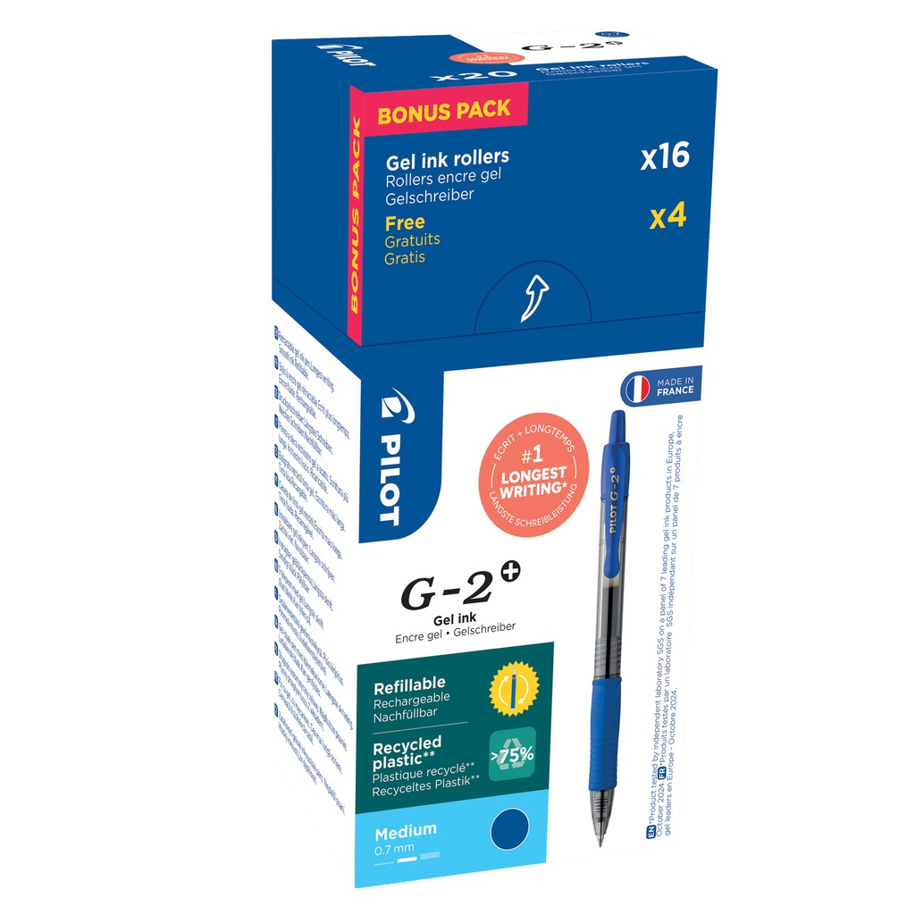Value pack 16+4 Roller gel scatto G-2 0,7mm blu PILOT