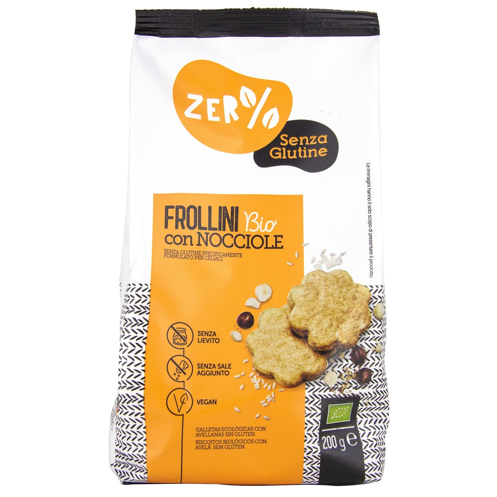 Confezione da 200gr frollini di riso con nocciole Zerglutine