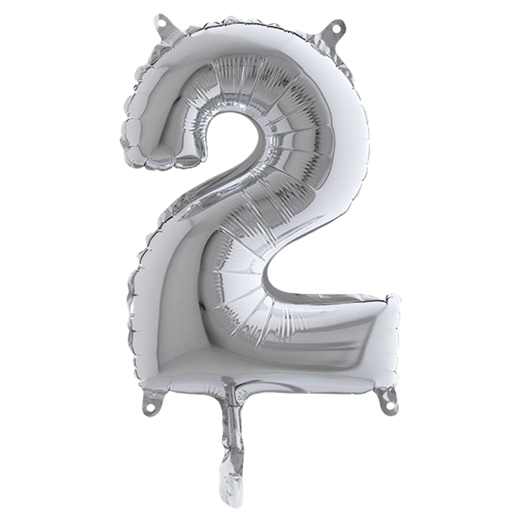 Palloncino in mylar h.36cm numero ''2'' argento Big Party