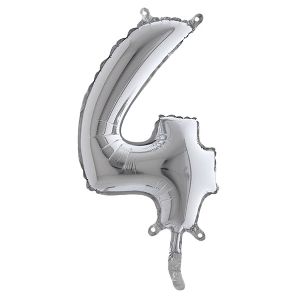 Palloncino in mylar h.36cm numero ''4'' argento Big Party