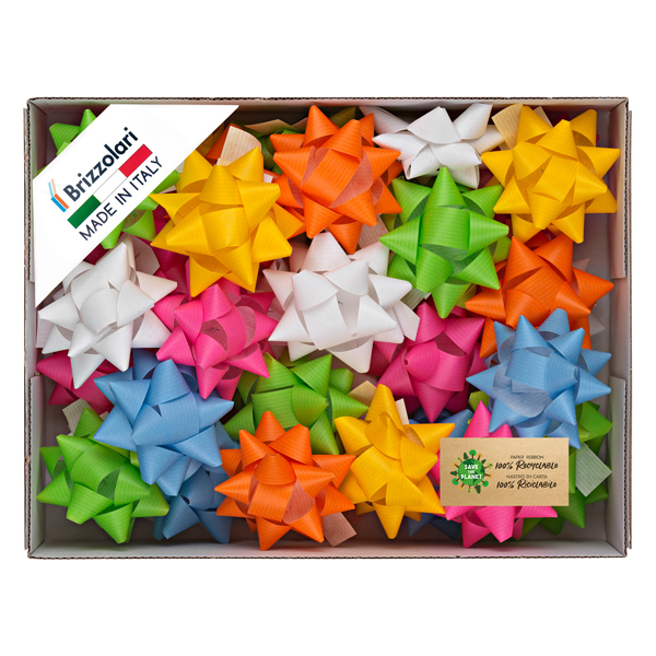 100 stelle nastro similpaper 15mmxD6,5cm colori assortiti primavera Brizzolari