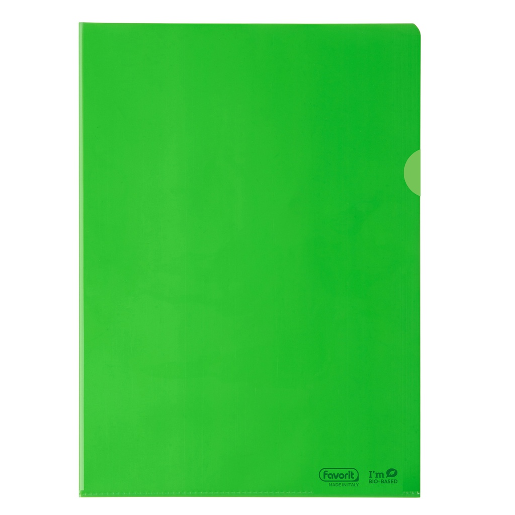 25 cartelline a L 22X30 PE Bio-Based verde liscio superior Favorit