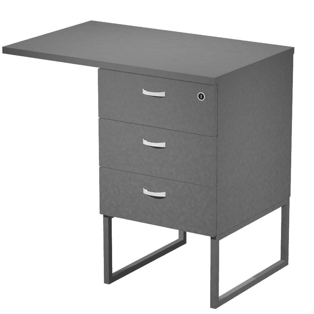 CASSETTIERA 3 CASS. ANTRACITE con supporto metal ANTRACITE e top - ESSENCE