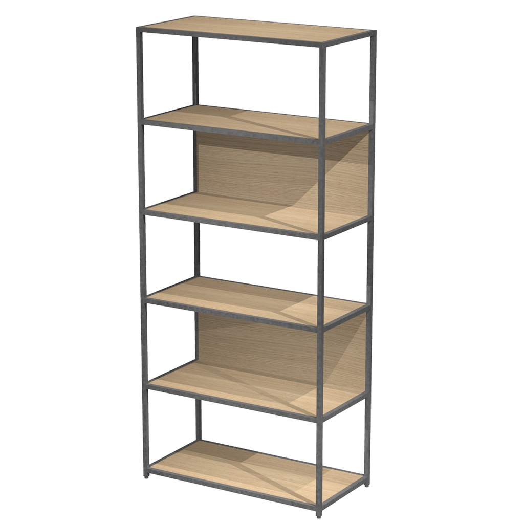 LIBRERIA 6 ripiani 90x44H200cm con struttura metal ANTRAC.- ROVERE Modular