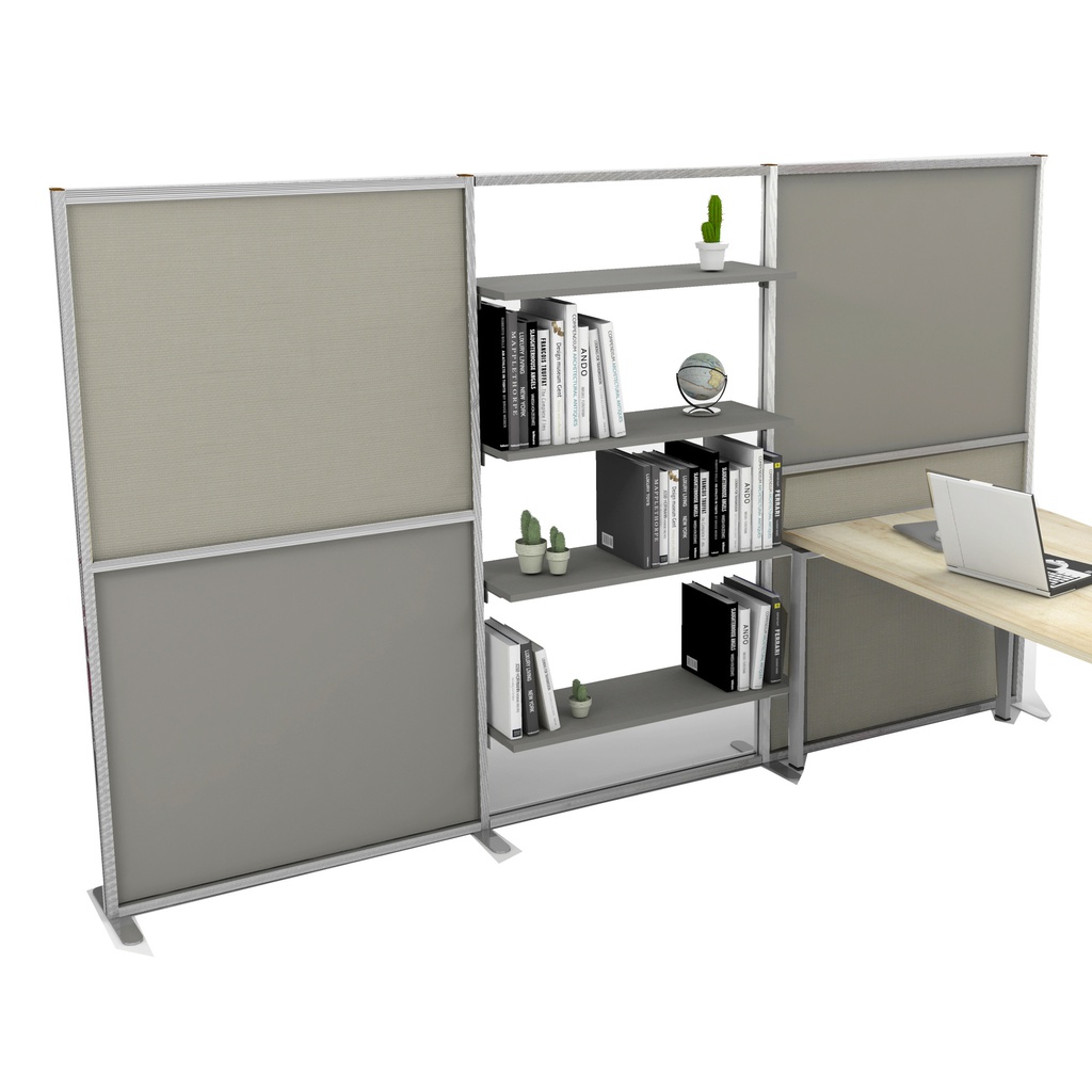 Parete divisioria/libreria Tetrix premontata - profilo silver