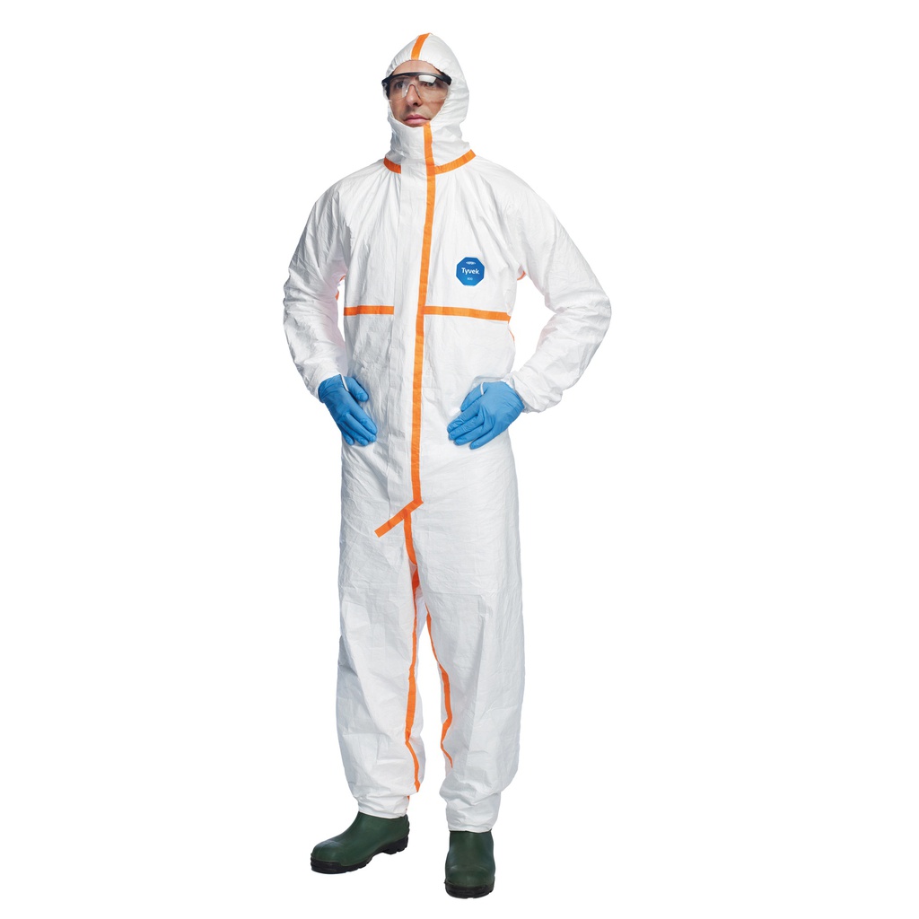 Tuta Tyvek® 800J c/nastrature arancione tg XL bianco Dupont