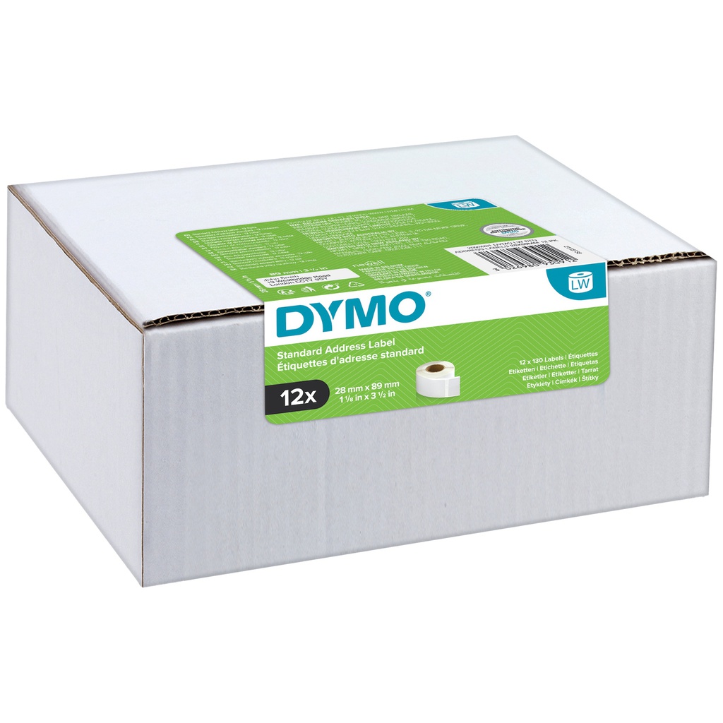 Value Pack 12 rotoli etichette LW Indirizzi Standard 28x89mm Bianco Dymo