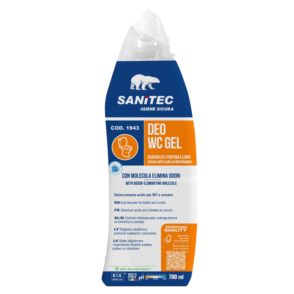 Detergente eliminaodori disincrostante Deo WC gel 700ml Sanitec