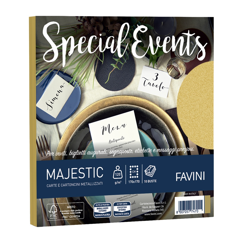 10 buste Special Events 120gr 170x170mm oro 04 Favini