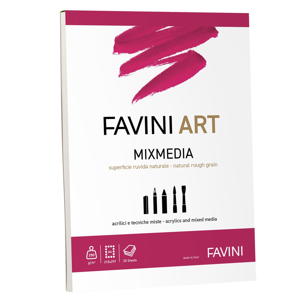 Blocco collato Mix Media Favini Art 20fg 250gr/m2 f.to A4