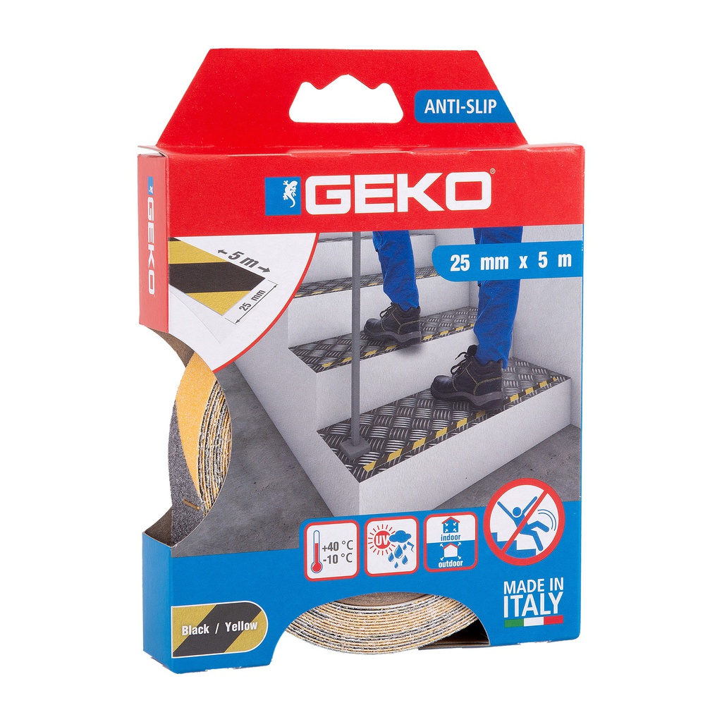 Nastro adesivo antiscivolo ANTISLIP 25mm x 5mt giallo nero Geko