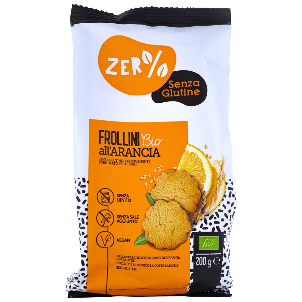 Confezione da 200gr frollini all'arancia Zerglutine