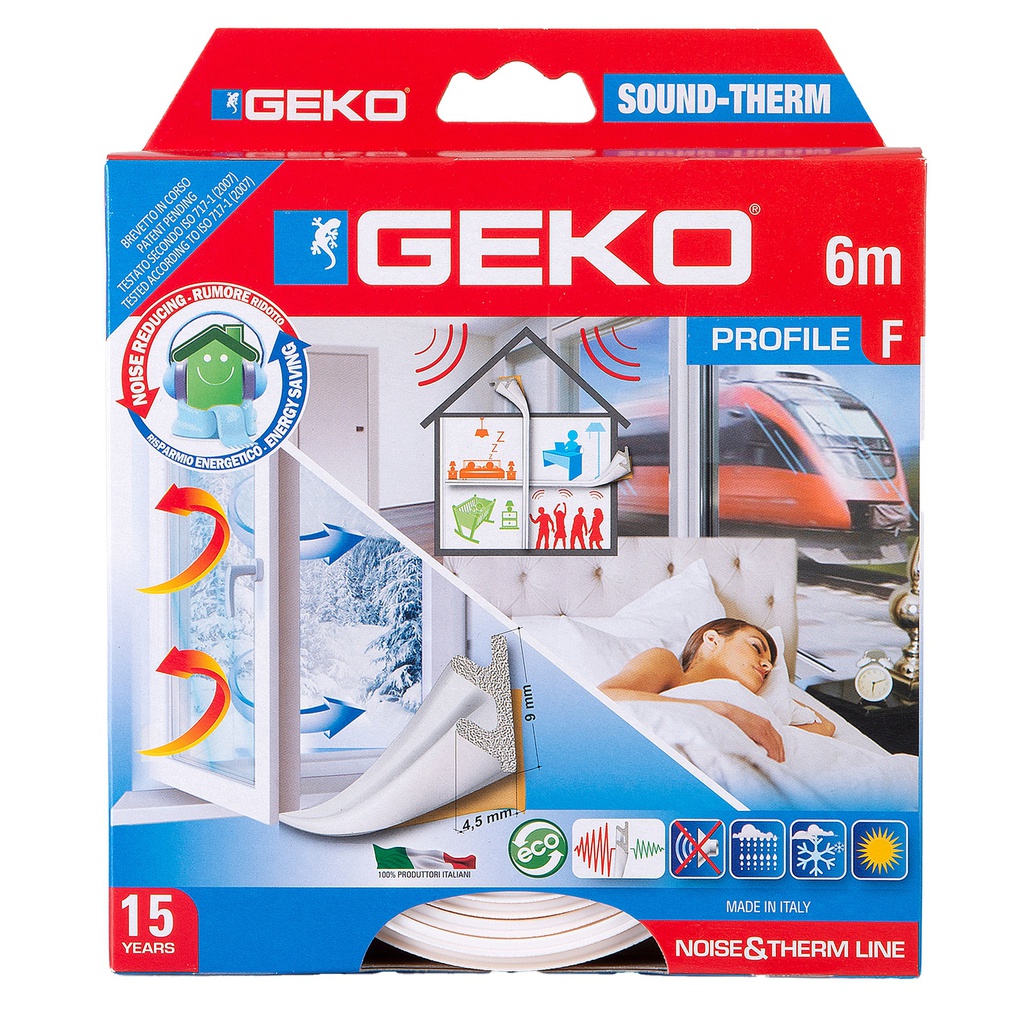 Guarnizione per l'isolamento di porte e finestre SOUND-THERM 6mt bianco Geko
