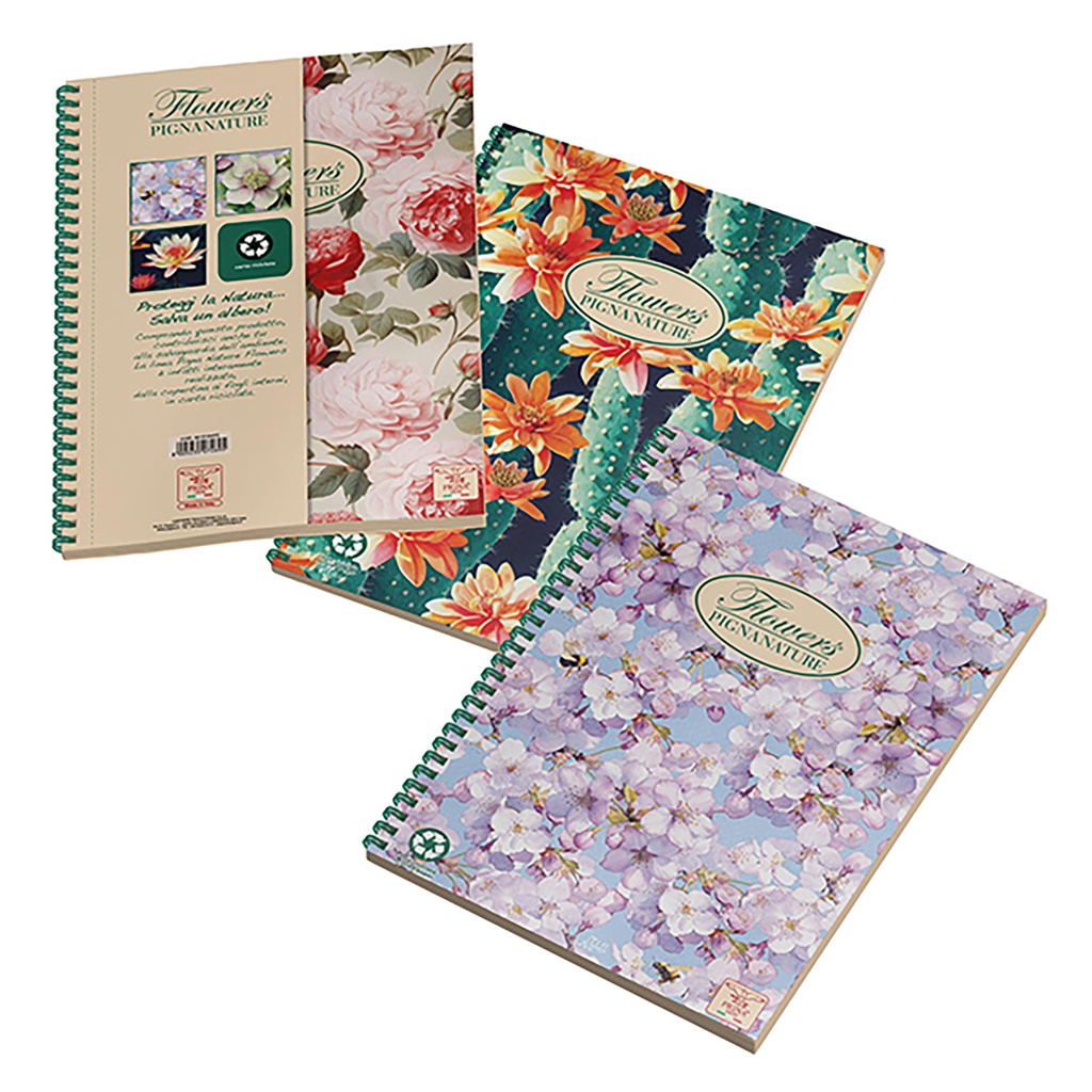 BLOCCO SPIRALE 232X297MM 5MM A4 80GR 120FG PIGNA NATURE FLOWERS