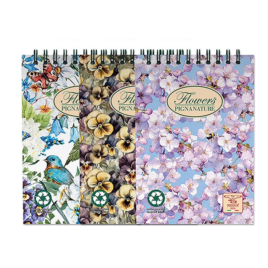 BLOCCO SPIRALE 5MM A6 80GR 50FG PIGNA NATURE FLOWERS